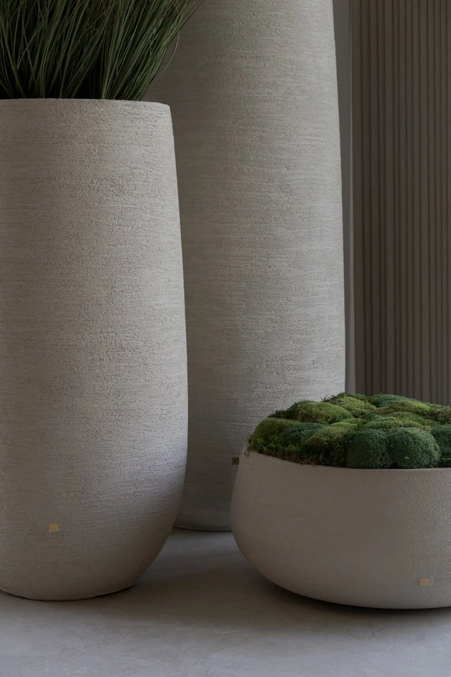 Structuren en set potten beige