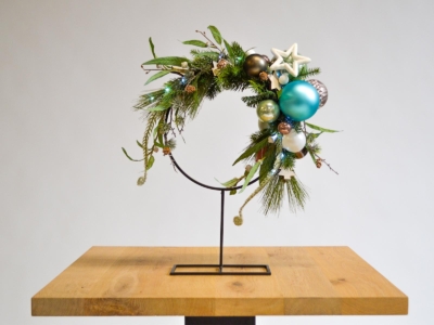 Kerstdecoratie frame op voet rond